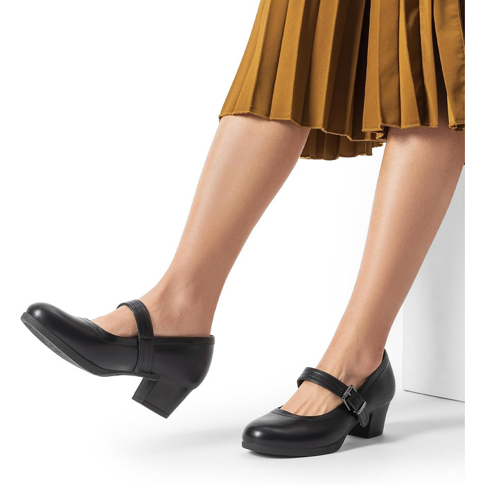 Жіночі туфлі Mary Jane DREAM PAIRS на масивному високому каблуку, класичні чорні pumps для вечірніх суконь (розмір 41 EU, чорний)
