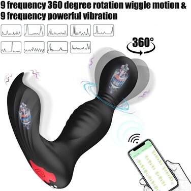Вібратор для жінок G-точка та клітора, 7 режимів вібрації, 7 режимів гойдання, вібратор-метелик, анальний дилда, секс-іграшки з пультом дистанційного керування для пар, чорний