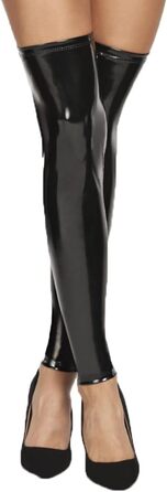 Чорні мереживні панчохи wetlook 7Heaven для жінок S-M з блискавкою, стрінги