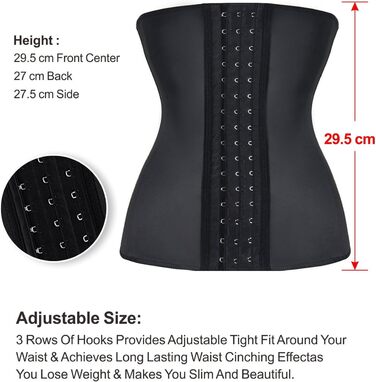 Корсет YIANNA для жінок: корегує та підтягує живіт, латекс, з 9 сталевими кісточками, чорний