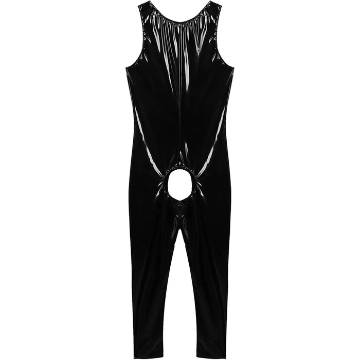 Комбінезон з латексу чоловічий Darringls Wetlook, чорний, 7XL. Латексний комбінезон, вечірня мода, клубний одяг, сексуальний, з довгим замком