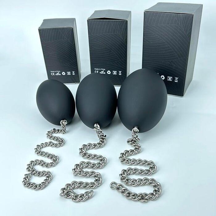 Анальний плаг з силікону у формі яйця, з ланцюгом з нержавіючої сталі, анальний м'ячик, анальні кульки, анальний ділдо, великі яйця, анальний масаж, вагінальне використання, мастурбація для жінок та чоловіків, секс-іграшка (S)