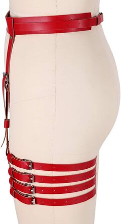 Жіночий шкіряний корсет для ніг, стрінг, пояс для панчіх, регульований, боді, кеш, панчохи, червоний