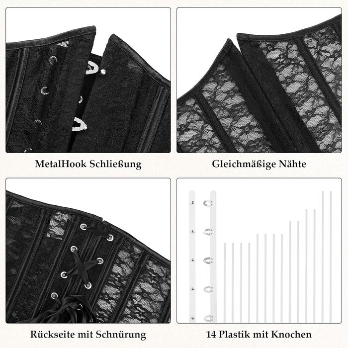 Корсет-сідер TRIWORK Korett Corage з мереживом, чорний, S - для Halloween та карнавалу