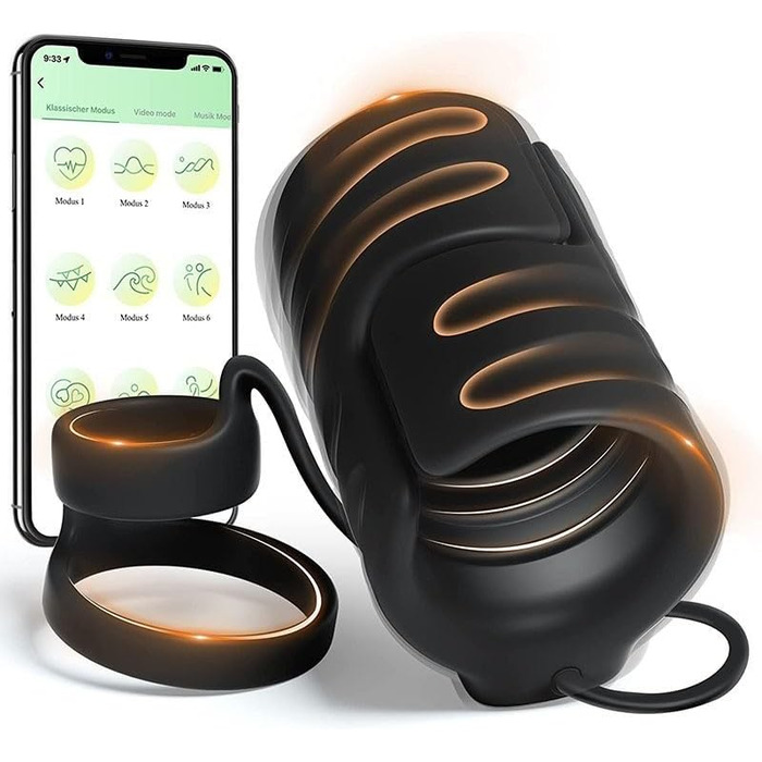 Електричний мастурбатор для чоловіків з 9 вібраційних режимів та керуванням через додаток, стимулятор головки, чорний