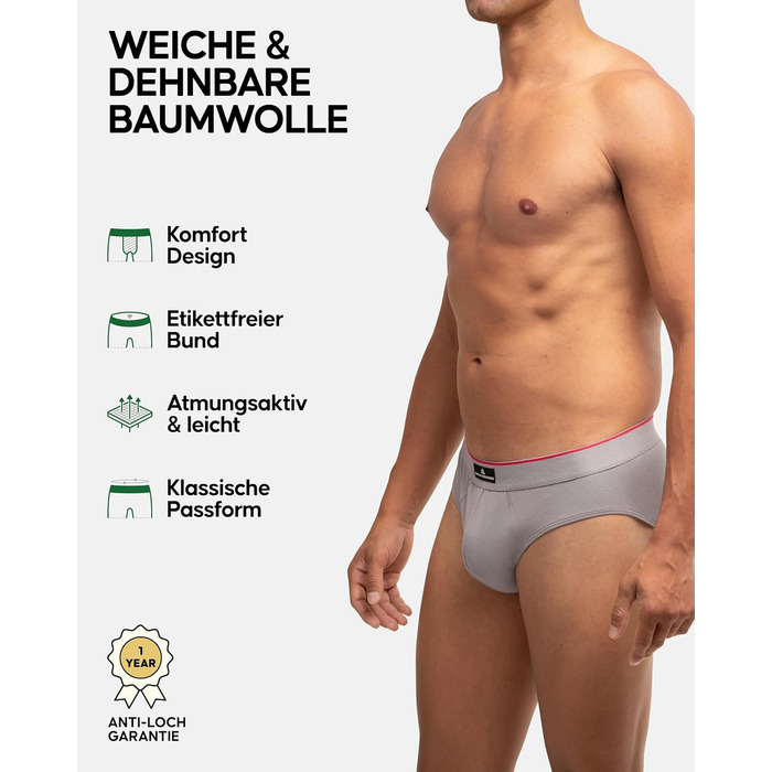 Сліпи DANISH ENDURANCE (6 шт.) для чоловіків, бавовна, дихаючі, з еластаном, без етикетки, різні кольори (2 x чорний, 2 x білий/червоний, 1 x чорний/червоний, 1 x сірий), розмір S