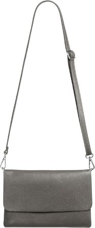 Жіноча шкіряна сумка-клатч Caspar Elegante Classic Line (модель №835), сумка через плече для вечора з регульованим ременем, темно-сіра, Made in Italy