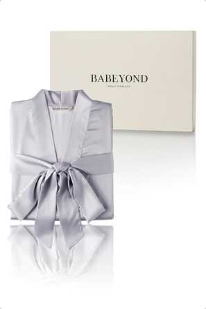 Кимоно-халат Babeyond з квітковим принтом, атласний, для вечірок, сірий (один розмір)