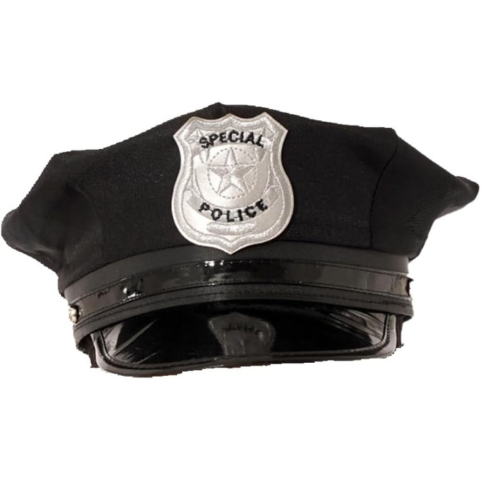 Костюм поліцейського для чоловіків Fldy: комплект з 4 предметів (кепка, шкіряний комбінезон, ефект мокрого блиску, чорний, XL)