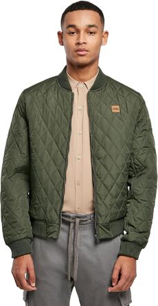 Чоловіча стібана куртка Urban Classics Diamond Quilt Jacket, оливкова, розмір 4XL