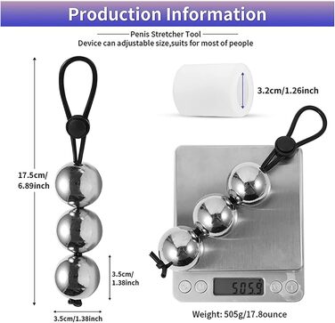 Кільце для статевого члена Qiyasex з регульованою вагою, металеві намистини, кільце для яєчок, розтягувач яєчок, натягувач статевого члена, іграшки для чоловіків (1 комплект)