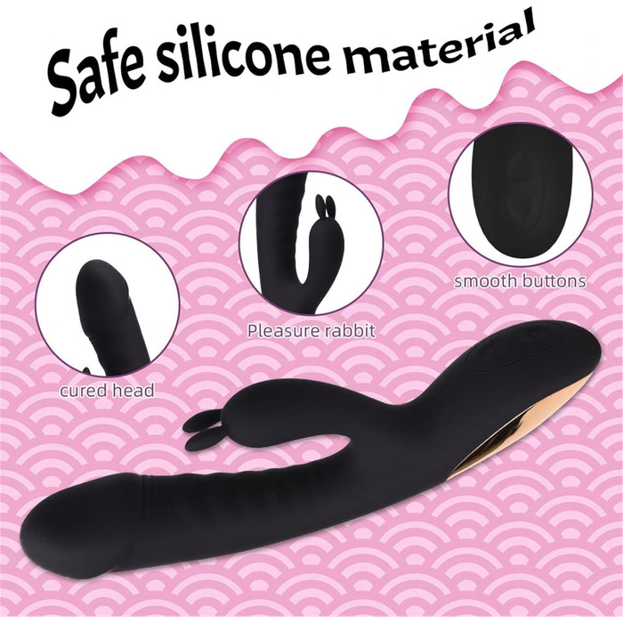 Вібратор силіконовий для G-точки, 10 режимів, нагрів, чорний - для жінок