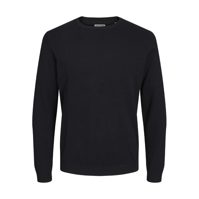 Чоловічий в'язаний однотонний светр JACK & JONES, чорний, розмір L