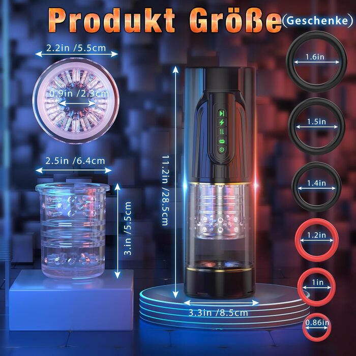 Інтимна іграшка для чоловіків - мастурбатор з 4 режимами всмоктування, 10 телескопічних та 10 обертових, кільце для пениса, MD-FRheidong