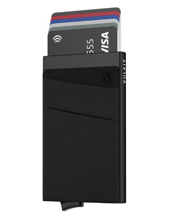 Чоловічий картхолдер VULKIT з RFID/NFC захистом, міні-гаманець для 5-7 карт та купюр, чорний