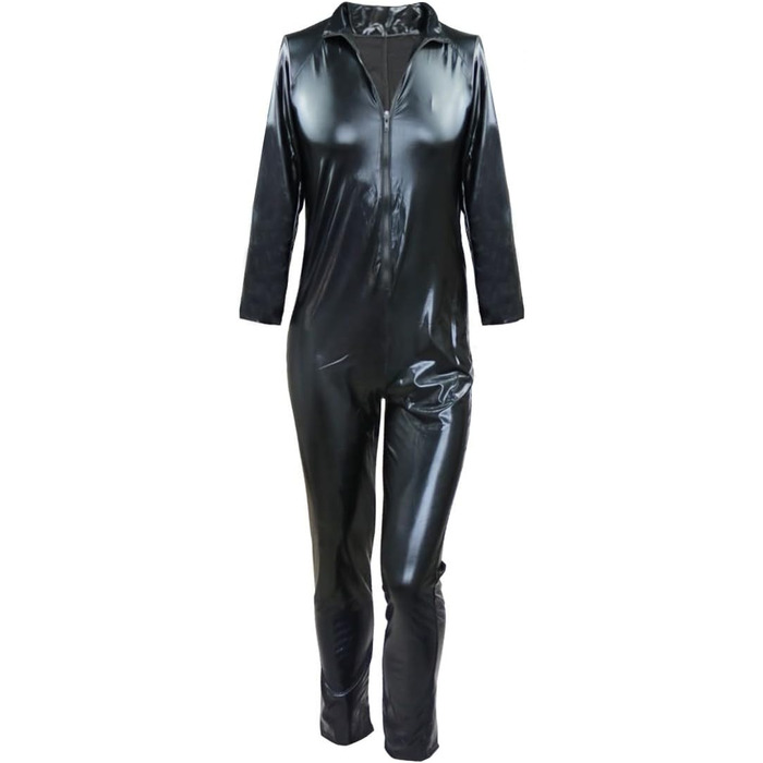 Комбінезон з ефектом мокрого блиску YiZYiF для чоловіків, латексний, чорний, S-3XL