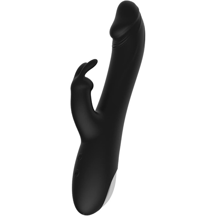 Масажер силіконовий вібраційний для жінок JFRong, 10 режимів, 3 функції імпульсу, анальний вібратор, Rabbit Dildo (Чорний)