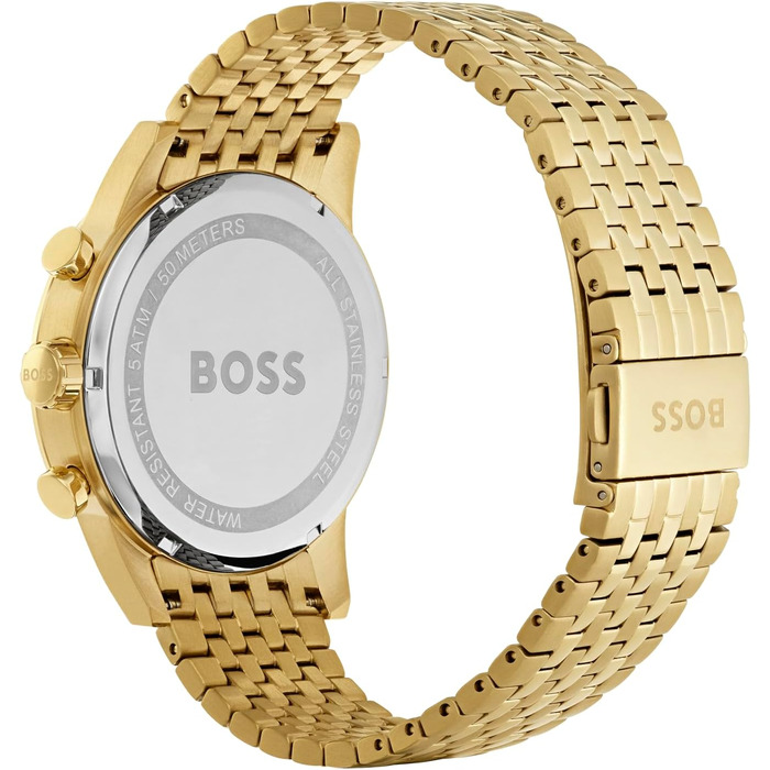 Чоловічий годинник BOSS Chronograph Quartz серії Navigator зі сталевим міллезе-браслетом або шкіряним ремінцем, сріблястий/чорний