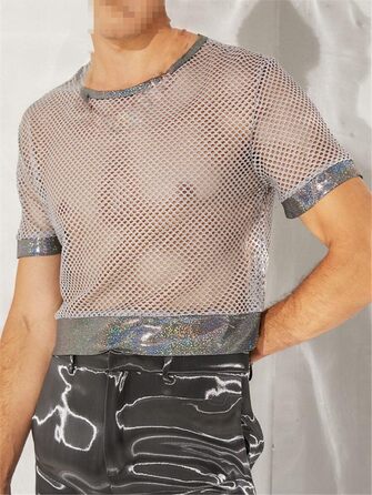 Чоловіча футболка Deepsko з сітчастою вставкою, прозора, короткий рукав, сексуальний кроп-топ