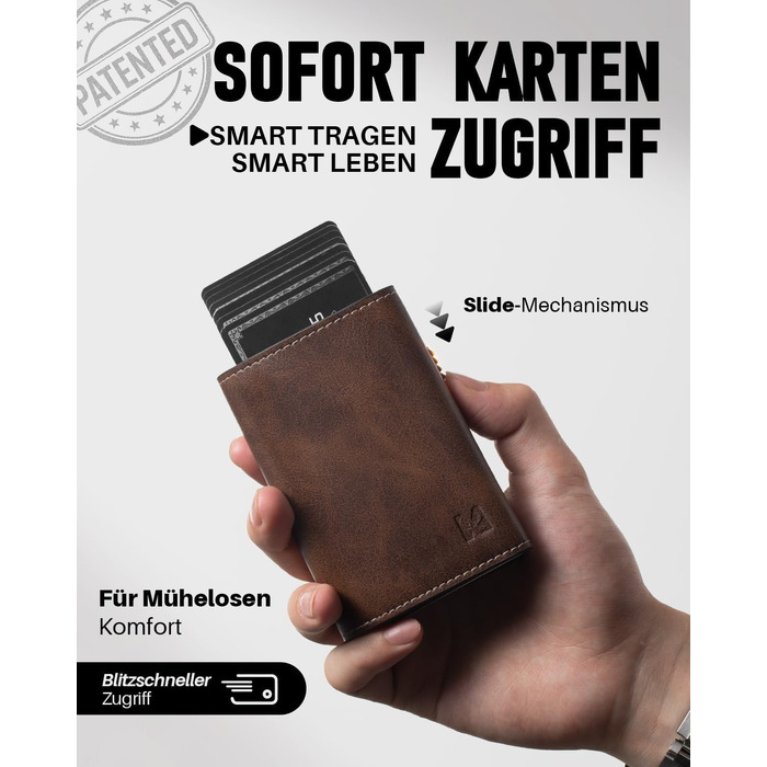 Чоловічий шкіряний гаманець з RFID-захистом, відділенням для монет та віконцем для фото, коричневий