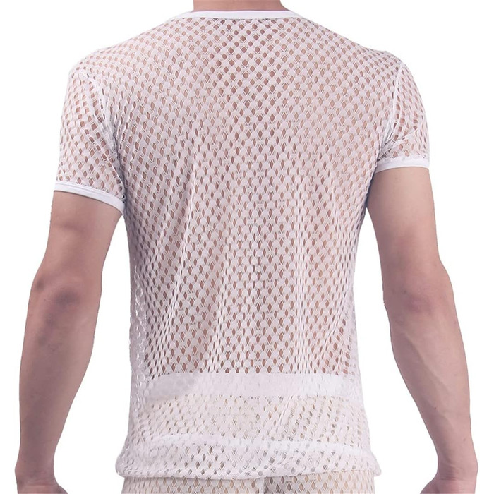 Футболка чоловіча літня сітчаста, короткий рукав, Slim Fit, дихаюча, для клубів та повсякденного носіння