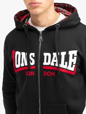 Чоловіча худі-куртка Lonsdale London Nateby чорна, стиль streetwear, розмір 3XL