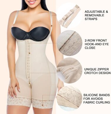 Корсет YIANNA для жінок: формування живота, сильне формування, висока компресія, боді, комбінезон, бежевий 3XL