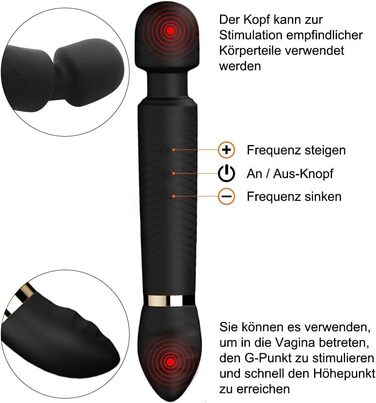 Масажер вібраційний Doppelkopf для тіла та зони G, чорний. Водонепроникний масажер-стимулятор з подвійним мотором