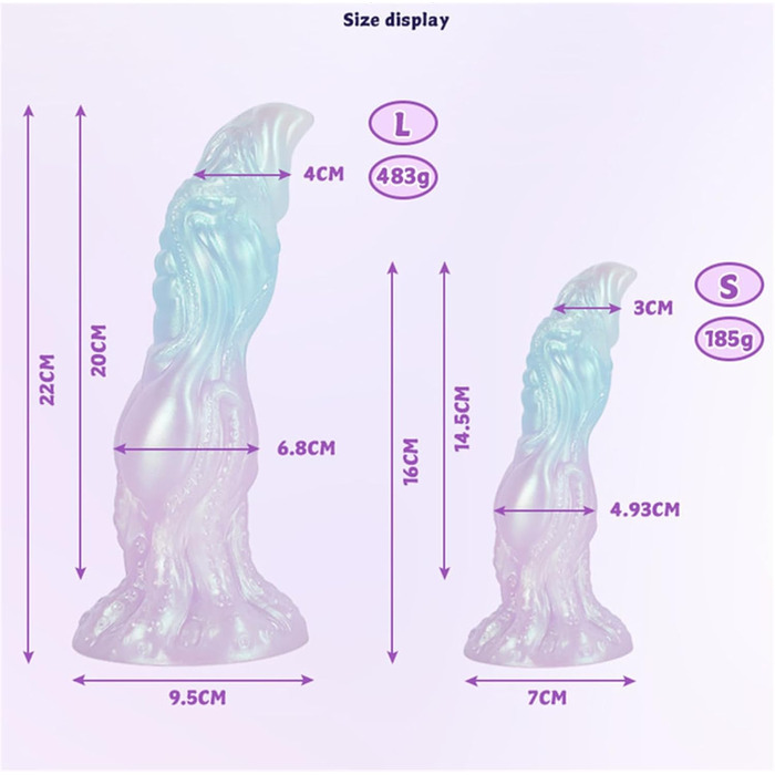 Анальний вібратор Yasexx Fantasy Monster - силіконовий дildo з присоскою для чоловіків та жінок (блакитний, L/M)