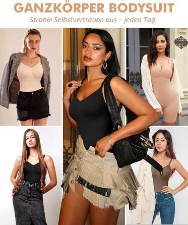 Коригуючий боді для жінок Werena Shapewear — безшовний утягуючий одяг для живота та стегон, формуючий боді-шорти з регульованими бретелями, чорний, розмір L
