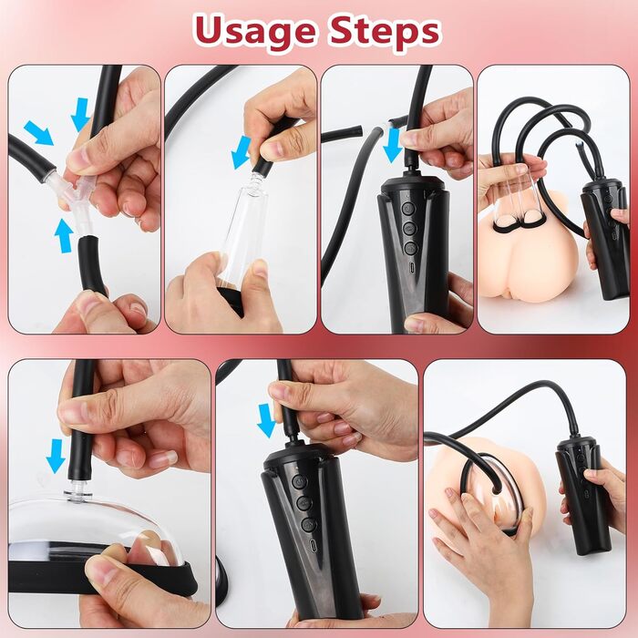 Електрична мульчирувальна помпа для секс-іграшок для жінок - Автоматична кліторальна та вагінальна помпа, соска-висмоктувач з 6 режимами - Інтимна секс-іграшка для стимуляції клітора та вагіни - Для жінок та пар