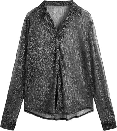 Чоловіча прозора футболка Panegy з мереживом та сіткою, чорна (M)