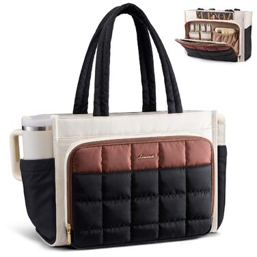 Жіноча сумка-шопер LOVEVOOK велика м'яка сумка (Puffer Bag) з відділенням для ноутбука 15.6