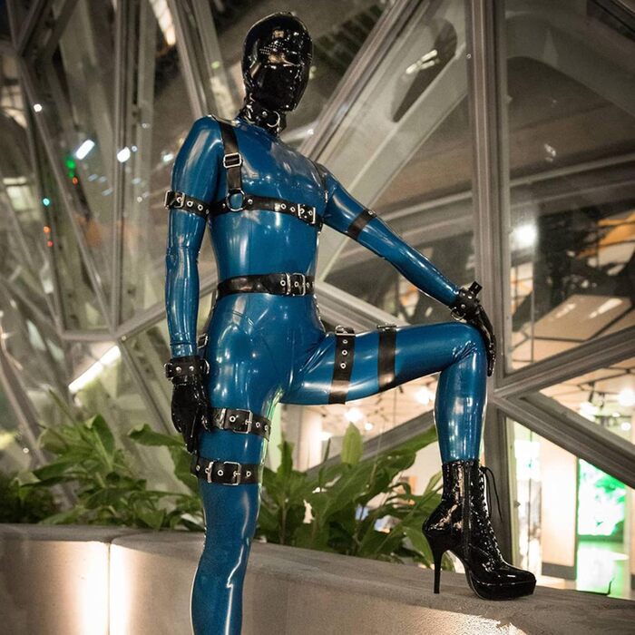 Кайтсуїт з латексу для тіла, білий, розмір S - фетиш костюм