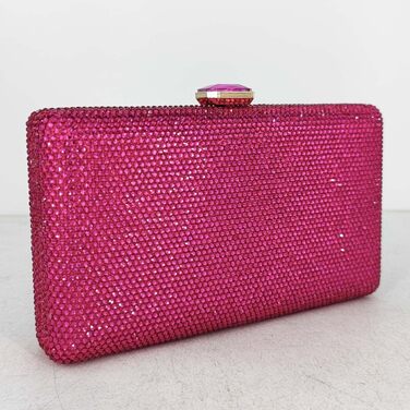 Жіночий вечірній клатч Boutique De FGG з кристалами та стразами для весіль та вечірок, міні-сумка для нареченої, колір фуксія