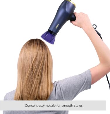 Професійний фен для волосся BaByliss Midnight Luxe 5781PE: потужність 2300 Вт, іонна технологія Anti-Frizz, 3 температурні та 2 швидкісні режими