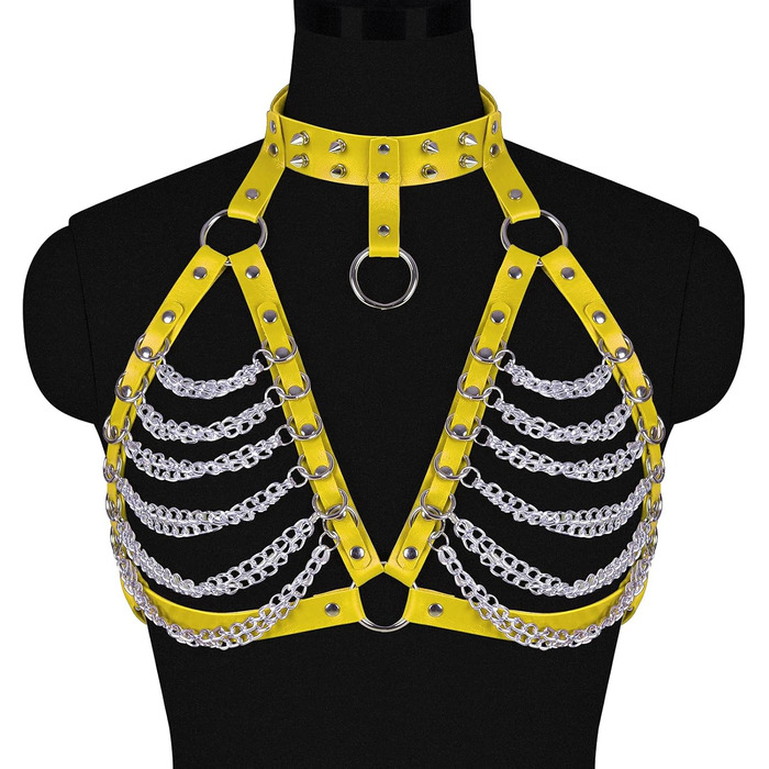 PETMHS Корсет з шкіри для жінок, повне покриття, шкіряний пояс, стиль панк готика (помаранчевий, жовтий)