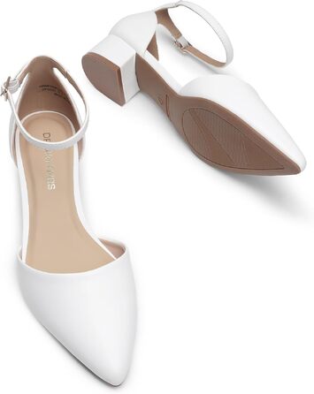 Жіночі туфлі-човники Dream Pairs на низьких підборах, білі, розмір 40.5 EU