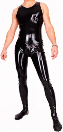 Латексний боді для чоловіків YZPNBW: облягаючий комбінезон catsuit з блискавкою, без рукавів, сліп, латексний костюм
