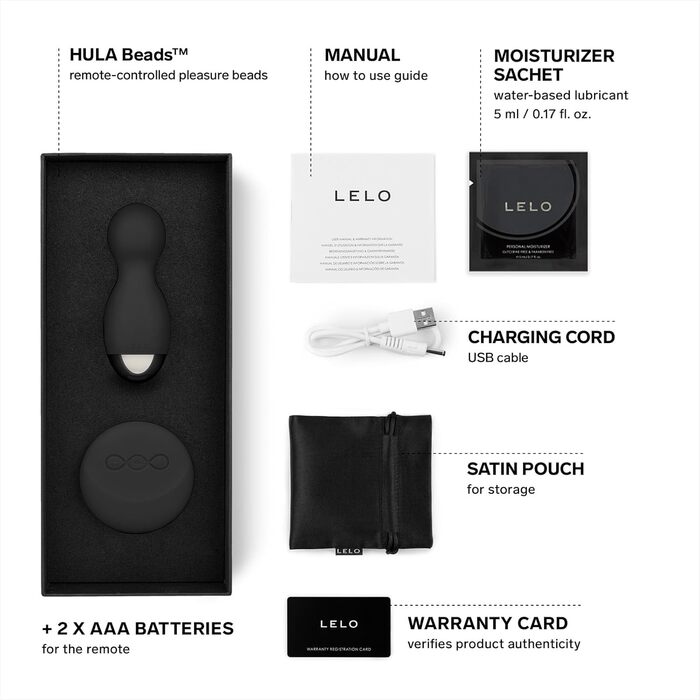 LELO HULA Beads: вібруючі кульки для інтимної стимуляції, Black. 2 роки гарантії