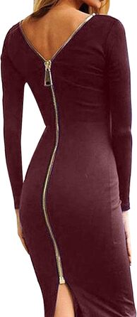 Сукня YMING для жінок: сексуальна, з відкритим спиною, на блискавці, облягаюча, без рукавів, міді (XXL, Бордовий)
