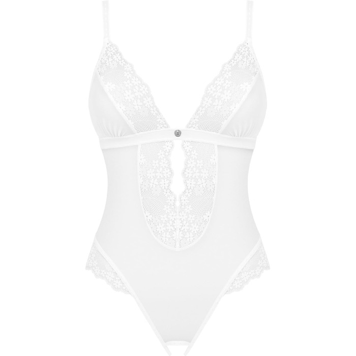 Сексуальний жіночий комплект спідньої білизни Selente Love & Fun: боді/відкритий боді та шовкова маска для очей, виготовлено в ЄС, розмір M-L, білий