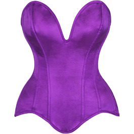Корсет Daisy Corsets з темного фіолетового атласу, Overbust, сталеві ребра, виріз на шиї, XS