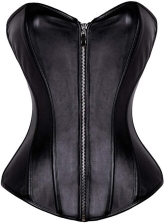 Сексуальний комплект спідньої білизни з нічною сукнею, чорний, штучна шкіра, корсет, топ, стимпанк, блискавка спереду, ody Shaper, спідня білизна для жінок, підтягуючий пояс, великі розміри (C, L)