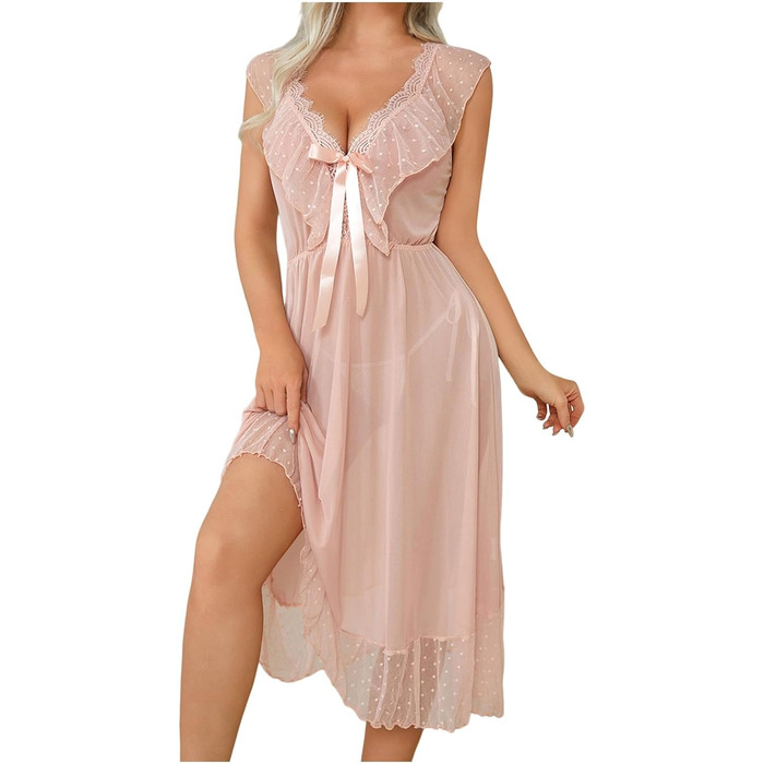 Ефектний жіночий халат Exy Negligee з відкритим верхом, прозорий, на бретелях, сексуальний, для свята Валентина, піжама, еротична білизна, косплей, рожевий