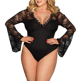 Жіноча мереживна боді Babydoll з довгим рукавом - сексуальна спідня білизна Plus Size, корсет, кацут