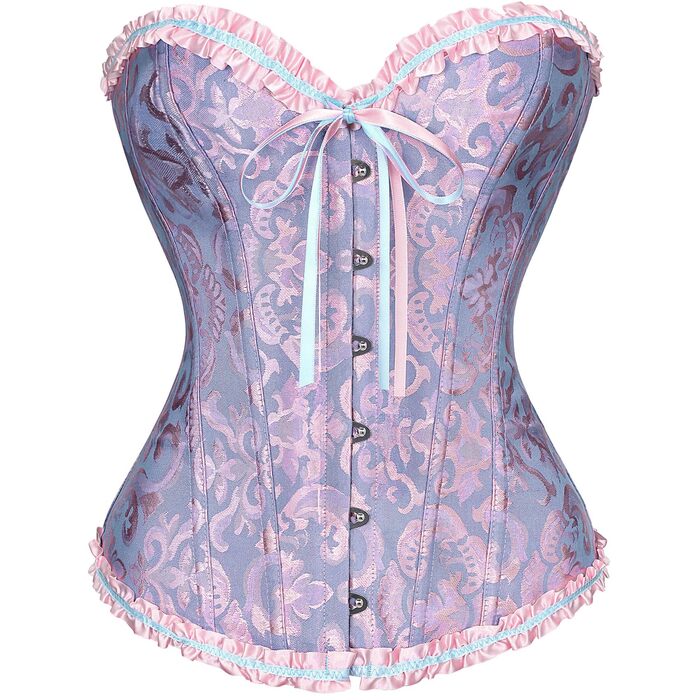 Корсет-бюстгальтер XZQTIVE для жінок, готичний корсаж з мереживом, синій та рожевий (XL)