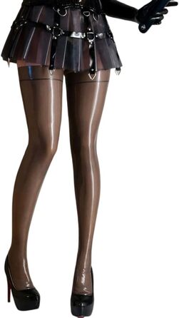 Чорні латексні панчохи з прозорим ефектом для жінок та чоловіків, ручної роботи, XL