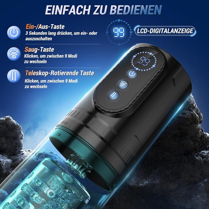 Мастурбатор для чоловіків Pangpangmi з 9 режимами, телескопічною функцією та ротацією - сексуальна іграшка для чоловіків