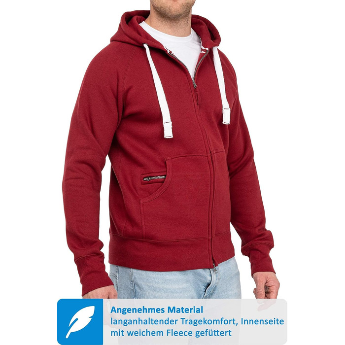 Чоловіча толстовка на блискавці з капюшоном Happy Clothing — тепла флісова куртка Regular Fit, бордова, розмір XXL